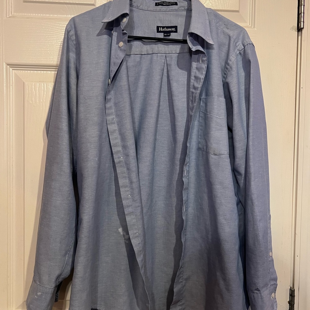 Haband Men's Blue Casual Button Down Shirt